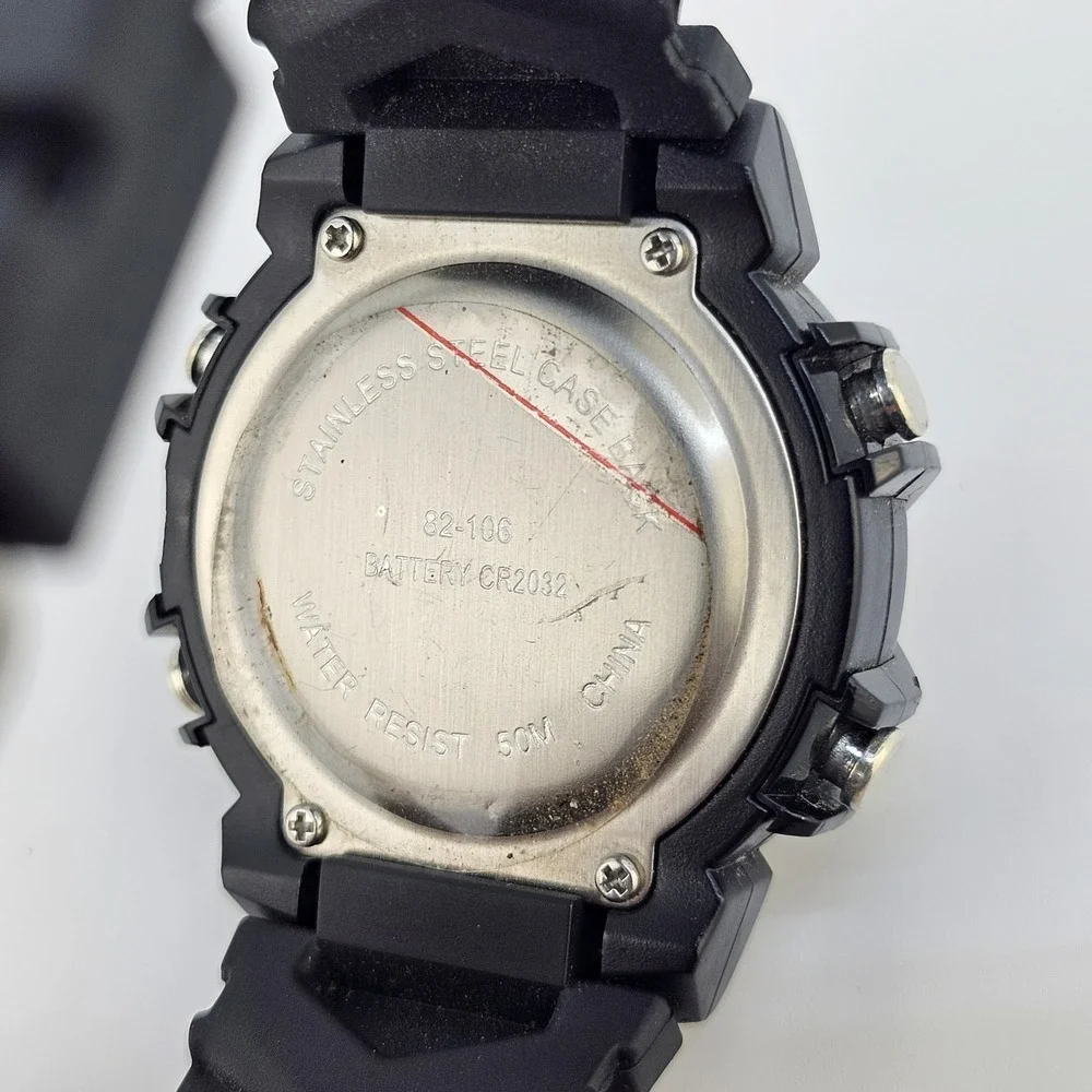 Men's Sports Digital‎ Watch 42MM Black Case Black Plastic Bands LED